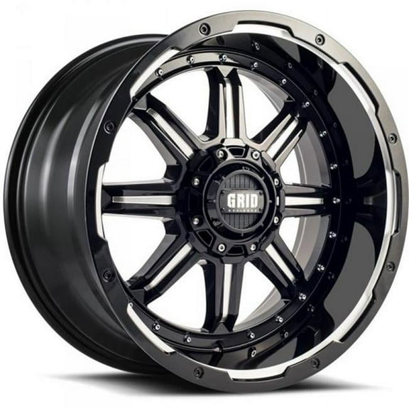 Grid Wheels 12155M11 20 in. Dia. x 10 in. GD10 -12 mm Offset, 5 x 150 mm Wheel with Milled Lip, Gloss Black