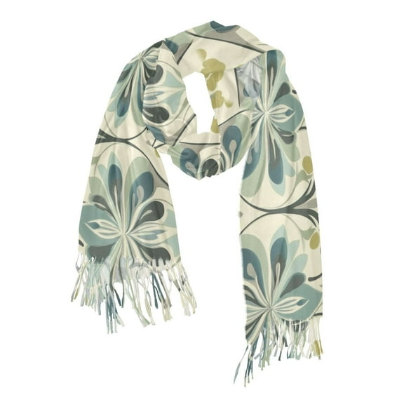 FORMRS Womens Scarf Winter Soft Long Big Warm Shawls Wrap Tassel Scarves, Beige Floral Pattern