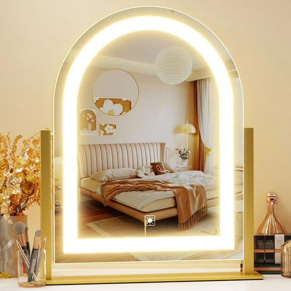 Gvnkvn Arched Makeup Vanity Mirror with Lights 17.2" Large LED Lighted Mirror, Hollywood Make Up Mirror with Lighting, Smart Touch,Detachable 5X Magnification 360°
