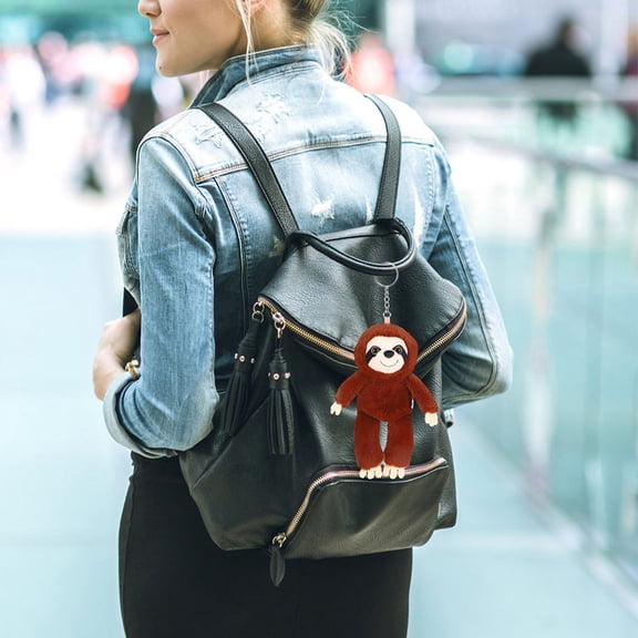 MEIBUTYUP 2-Pack Soft Plush Sloth Keychain Charms in Light Gray, Cute Animal Accessories for Kids and Adults