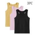 thumbnail image 2 of Nilvkv Girls Undershirts, Girls Tank Tops, Youth 3 Pack Solid Sleeveless Round Neck Basic Top Summer Casual Multicolor 6-7 Years, 2 of 8