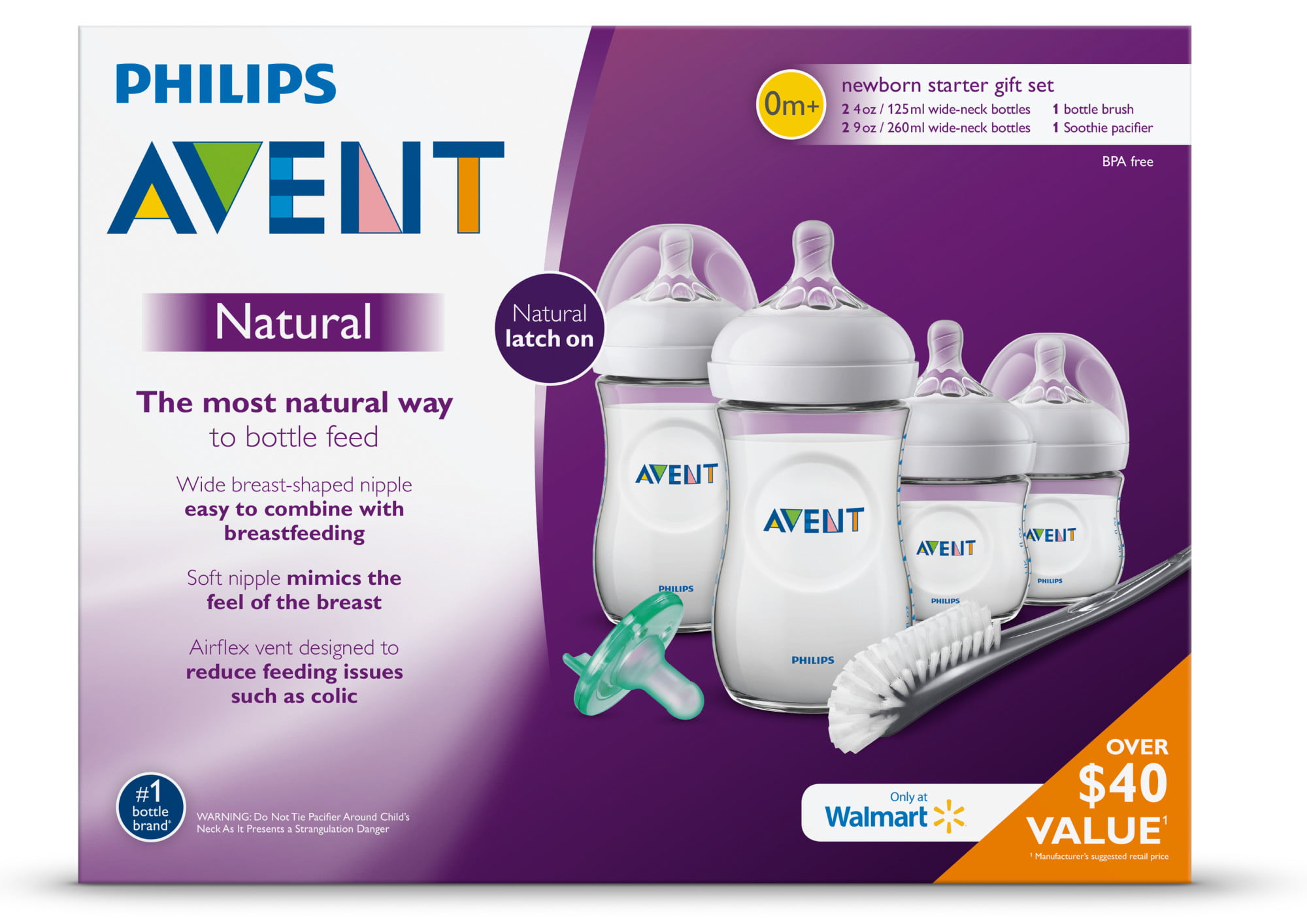 Omgaan met Disco vooroordeel Philips Avent Natural Baby Bottle Newborn Starter Baby Gift Set, SCD209/01  - Walmart.com