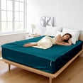 thumbnail image 2 of Soft Silk Sheets Zip On Fitted Sheet Queen Size 60X80 - Includes 2 Zip On Sheets +1 Bottom Fitted Base - Fit's 16” In Deep Pocket - Easy to Use,Soft,Smooth -Fitted Sheet -Teal - Color, 2 of 8