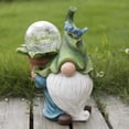 thumbnail image 2 of Estatua de gnomo de jardín – Figura de gnomo de resina que lleva orbe mágico con luces LED solares, decoraciones de verano al aire libre para patio, césped, porche, adorno, 2 of 5