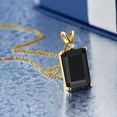 thumbnail image 2 of Gem Stone King 18K Yellow Gold Plated Silver Black Onyx and White Diamond Pendant Necklace for Women (5.02 Cttw, Gemstone December Birthstone, Emerald Cut 14X10MM, with 18 inch Silver Chain), 2 of 3