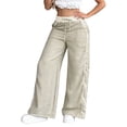 thumbnail image 5 of Abomasnow Womens Parachute Pants Y2K Side Striped Wide Leg Sweatpants Elastic Drawstring Waist Jogger Pants with Pockets, 5 of 6