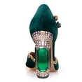 thumbnail image 3 of FSJ Women Sexy Crystal Sturdy Block High Heels Pumps Pointed Closed Toe Ankle Strap Adjustable Double Buckle Strap D'Orsay Sandals Party Wedding Shoes Size 8 Green, 3 of 4