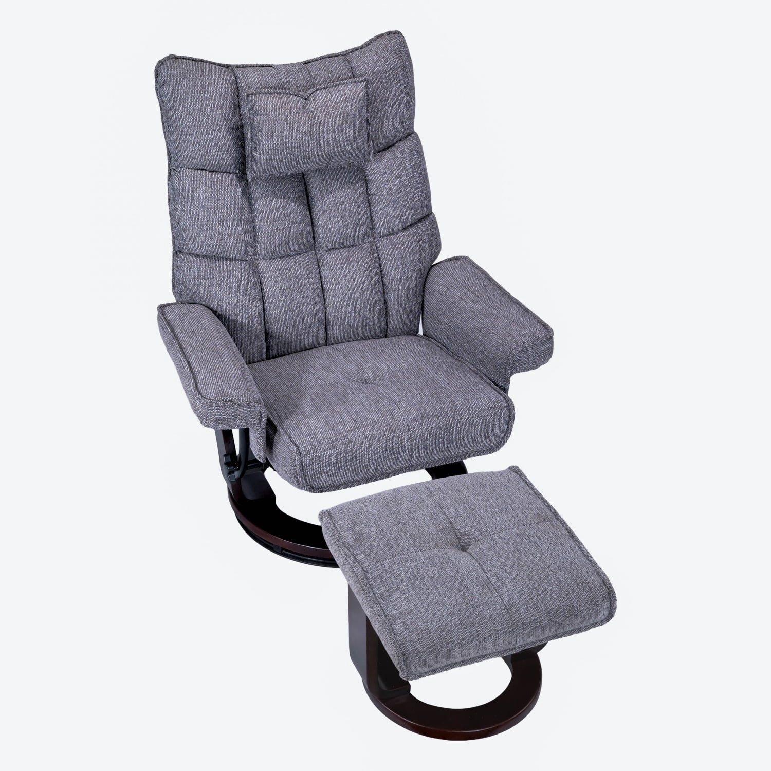 Hommoo 8-Point Massage Recliner with Ottoman, Heated Chenille Fabric Reclining Chair, Bent Wood Base, Indoor Lounge TV Armchair with Footrest, Grey