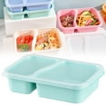 thumbnail image 2 of 1 Pc Snack Containers, Colorful 2 Compartment Reusable Snack Bento Box Rectangle Meal Prep Food Containers for Adults Office and Travel, 9.06x5.91x2.17 Inch, Green, 2 of 9