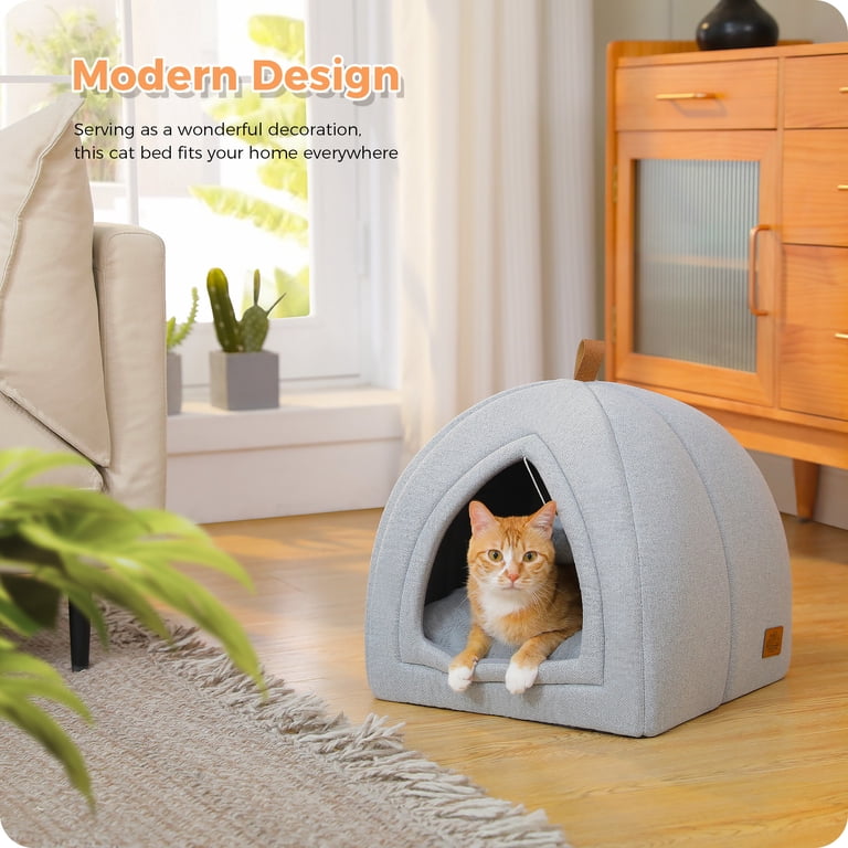 Pawz Road 2-in-1 Foldable Cat Cave Bed, Gray photo 5