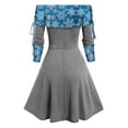 thumbnail image 4 of Lilgiuy Women Autumn Christmas Printing Causal Off-The-Shoulder Button Long Sleeve Vacation Dress Gray 2022 Fall Winter, 4 of 5