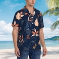 thumbnail image 5 of Daiia Autumn Leaves With Blue Hawaiian Shirt for Men Gentle Cotton Regular Short Sleeve Casual-Small, 5 of 9