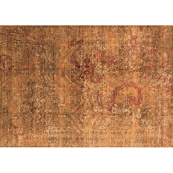 Ahgly Company Indoor Rectangle Oriental Orange Industrial Area Rugs, 6' x 9'