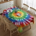 thumbnail image 2 of Colorful Rainbow Tie Dye Spiral Pattern Rectangle Tablecloth 60"x84",Waterproof Polyester Rectangle Table Cloth, Wipeable Spillproof Polyester Tablecloth for Dining, Camping, Indoor and Outdoor, 2 of 5