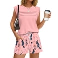 thumbnail image 2 of Two Piece Sets for Women Trendy Short Sets Beach Vacation Clothes Airport Travel Cruise Summer Outfits Pink L, 2 of 6