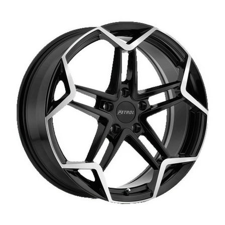 Petrol Aluminum Rim P1A 17X8in Gloss Black with Machined Cut Face Finish, 1780P1A405112B72