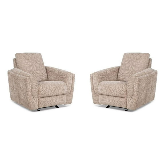 Pemberly Row Contemporary Biscotti Power Glider Recliner Two Pack
