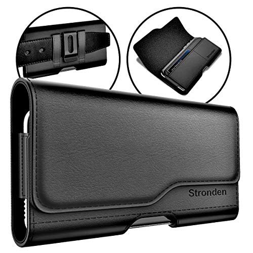 Stronden iPhone 11, iPhone XR Holster - Leather Belt Case with Belt Clip/Loop [Magnetic Closure] Premium Pouch w/Built in ID Card Holder (for Slim/Thin Case ONLY)