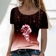 thumbnail image 2 of Dyegold Summer Tops for Women 2023 Trendy, Women Blouses and Tops Fashion Short Sleeve Rose Print Gradient Shirts Tee Casual Crewneck Summer Trendy ​Tunic Tops, 2 of 5