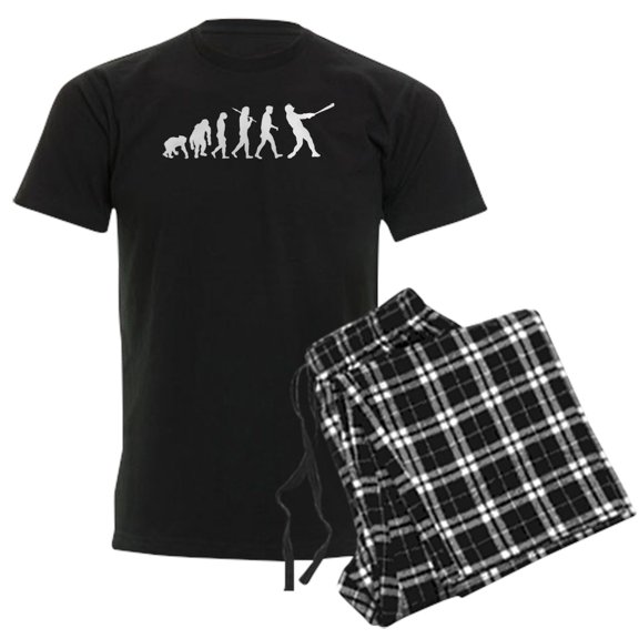 CafePress - Evolution Of Baseball Men's Dark Pajamas - Men's Dark Loose Fit Cotton Pajama Set