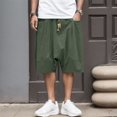 thumbnail image 2 of OSOLU Solid Color Mens Summer Fashion Casual Cotton Cropped Pants Loose Low Crotch Harem Pants Trousers Fashionable Classic Leisure Bottoms, 2 of 8