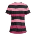 thumbnail image 4 of OIOLOYJM Scrub Tops Women Casual V Neck Short Sleeve Striped Scrubs Cotton Stretchy T Shirts Fashion Pullover with 3 Pockets Light Blue 2XL, 4 of 4