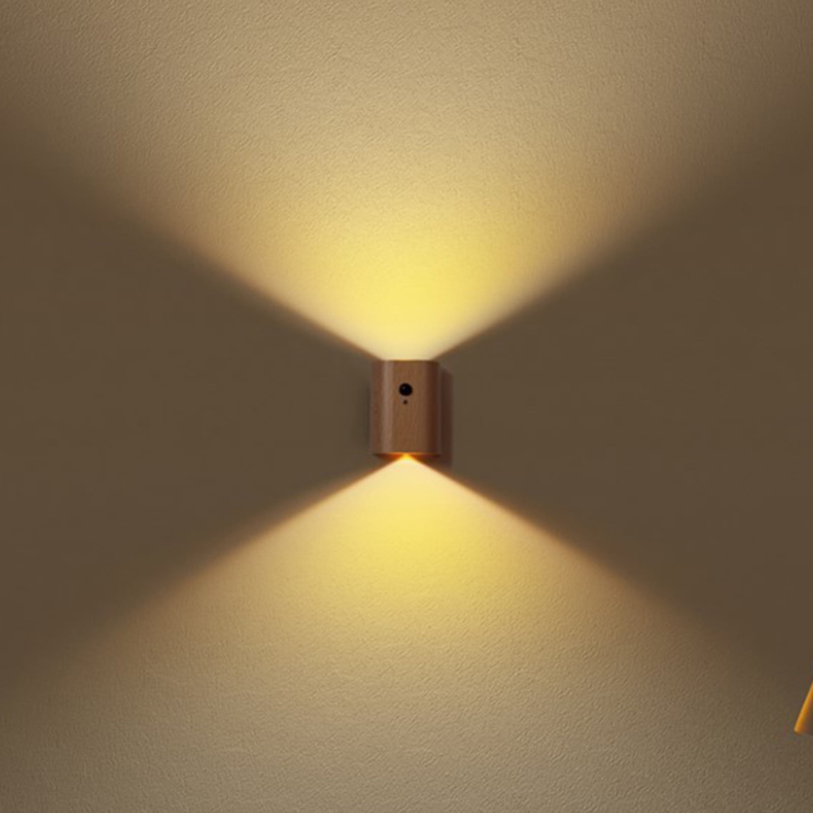 TaTaai 3Pcs Wooden Motion Sensor Step Lights Indoor, Intelligent Wall Lamp Rechargeable LED Night Lighting for Stairs Hallway