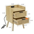 thumbnail image 6 of Pouseayar Rattan Nightstand with Socket Side Table Natural,Golden, 6 of 7