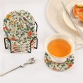 thumbnail image 3 of Yayeee 6 PCS Drink Coasters with Holder Set Woven Absorbent Round Tabletop Hot Pad, Green Floral Pattern, 3 of 7
