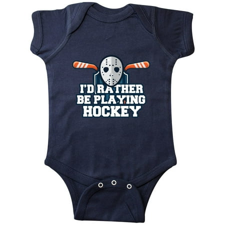 

Inktastic I d Rather Be Playing Hockey Gift Baby Boy or Baby Girl Bodysuit