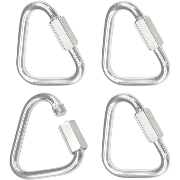 Stainless Steel Quick Links Carabiner Locking Clips with Screw Nut Triangle Heavy Duty Chain Connector Hook Hardware Tool Accessories M8_4pcs