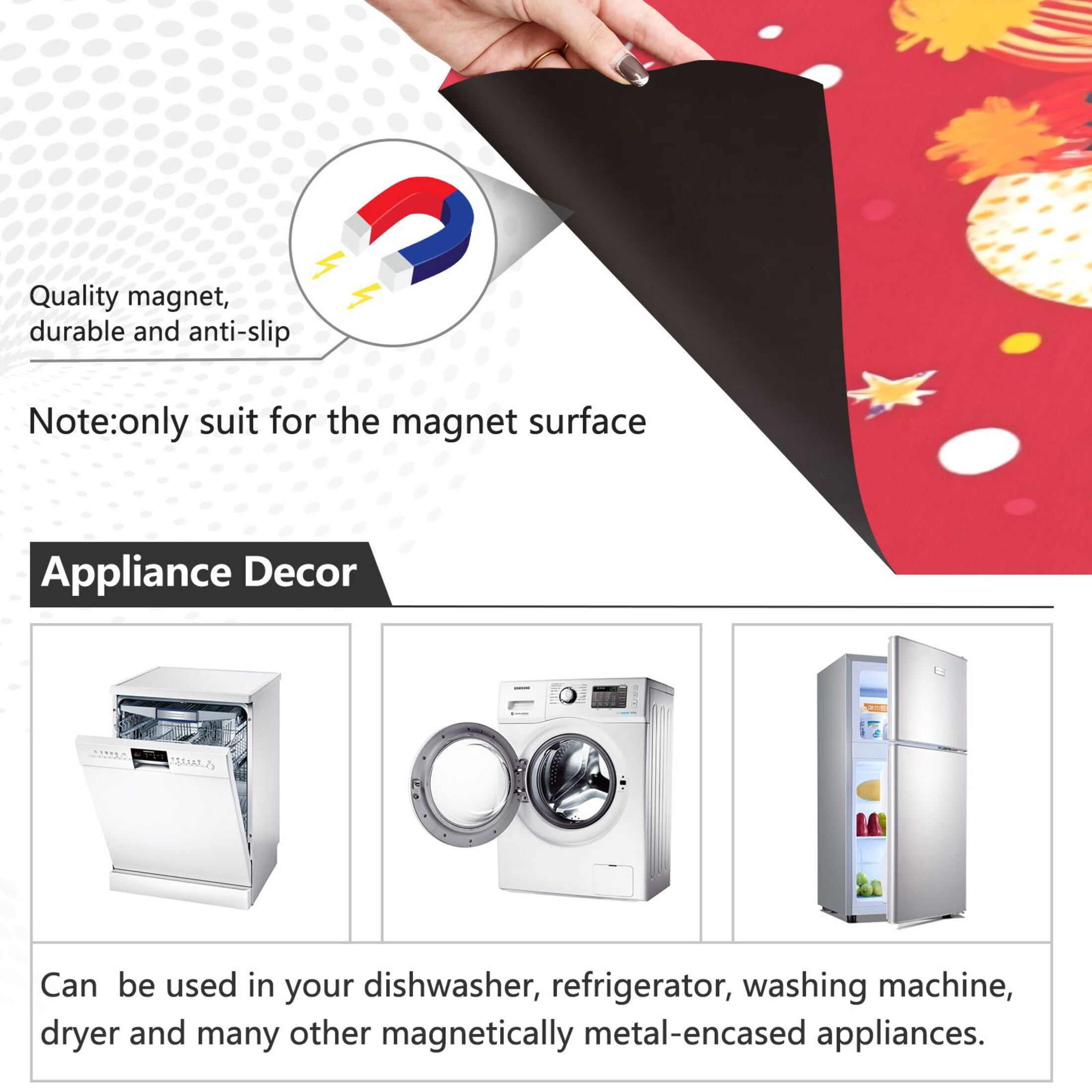 Dishwasher Magnetic Sticker 23x26 Inch Refrigerator Magnetic Sticker Washing Machine Magnetic Sticker Kitchen Panel Magnetic Sticker Home Decor Cute Red Christmas Bear