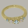 thumbnail image 5 of LBG British Made 10k Yellow Gold Natural Aquamarine & Opal Womens band Ring - 33 size options - Size 10, 5 of 6