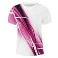 thumbnail image 5 of ZCFZJW Mens Funny Cool T-Shirts Casual 3D Striped Color Contrast Print Novelty Short Sleeve Round Neck Pullover Tops Loose Fit Soft Cotton Basic Workout Tees Shirt Hot Pink M, 5 of 5