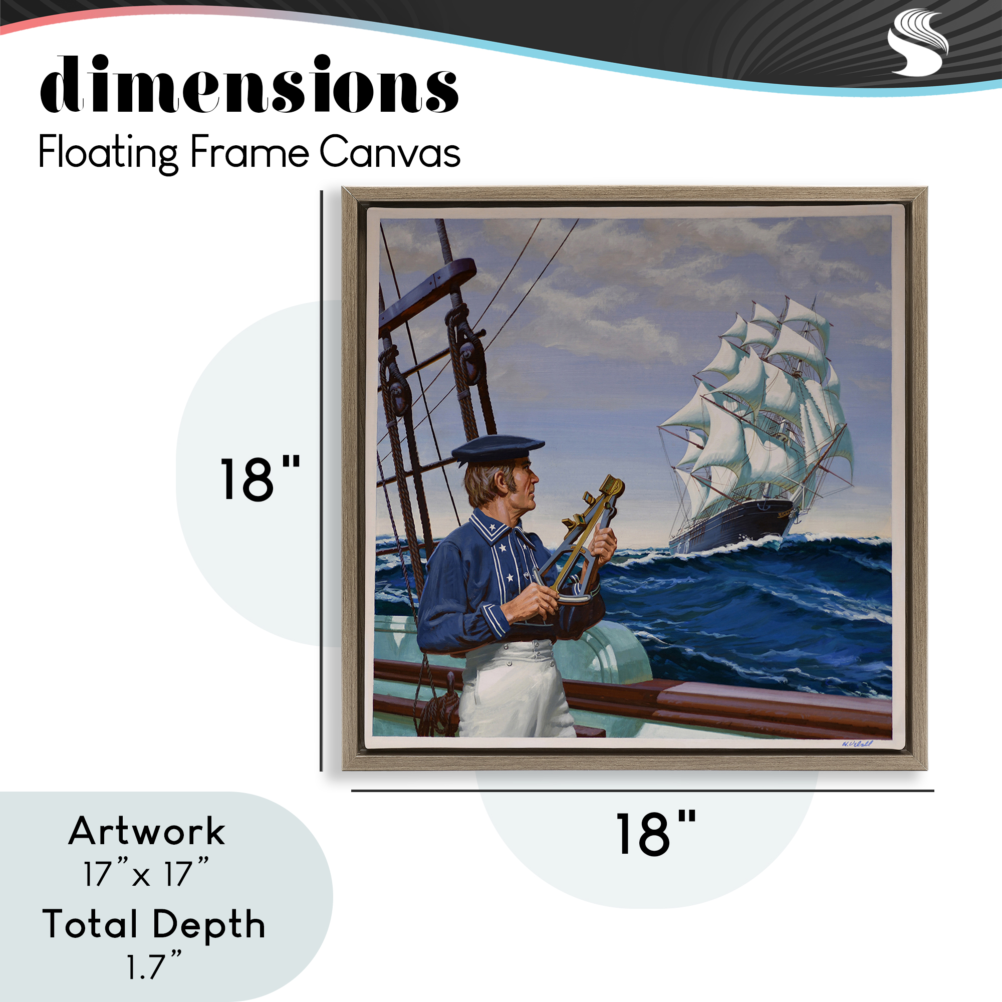Flying Cloud Sailing Ship Brown Framed Floater Canvas Wall Art, design by Wind River Studios