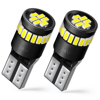 Audak 194 LED Bulb T10 W5W Amber Yellow - Pack Of 10, 9SMD 2835 Chipset, Canbus Error Free For Car Interior Lights
