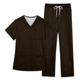 thumbnail image 5 of MLQIDK Scrubs for Women Set Clearance Plus Size Scrub Joggers Stretchy V-Neck Scrub Pants and Tops Nurse Uniforms Medical Scrub Sets Scrubs for Tall Women Coffee XXXL, 5 of 6