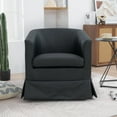 thumbnail image 2 of Aukfa Swivel Accent Chair, 28" Small Club Chair Read Chair for Living Room Bedroom, Leather, Black, 2 of 10