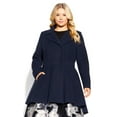 thumbnail image 3 of City Chic Women's Plus Size Hi Lo Frill Zip Fully Lined Coat, 3 of 5