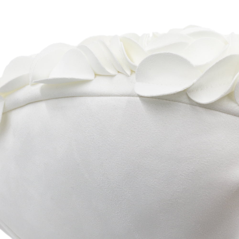 JWH 3D Rose Flower Valentine Day Gift Throw Pillows Heart Shape for Decor and Gift 13 x 16inch White