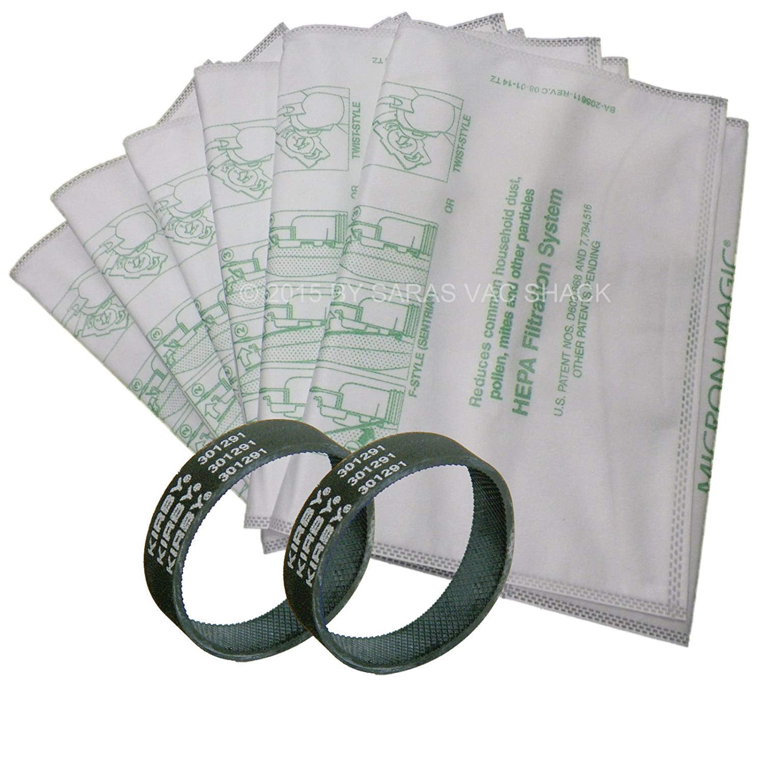 2 BELTS to fit Kirby /& 6 F STYLE Cloth White Sentria Vacuum GENIUNE OEM BAGS