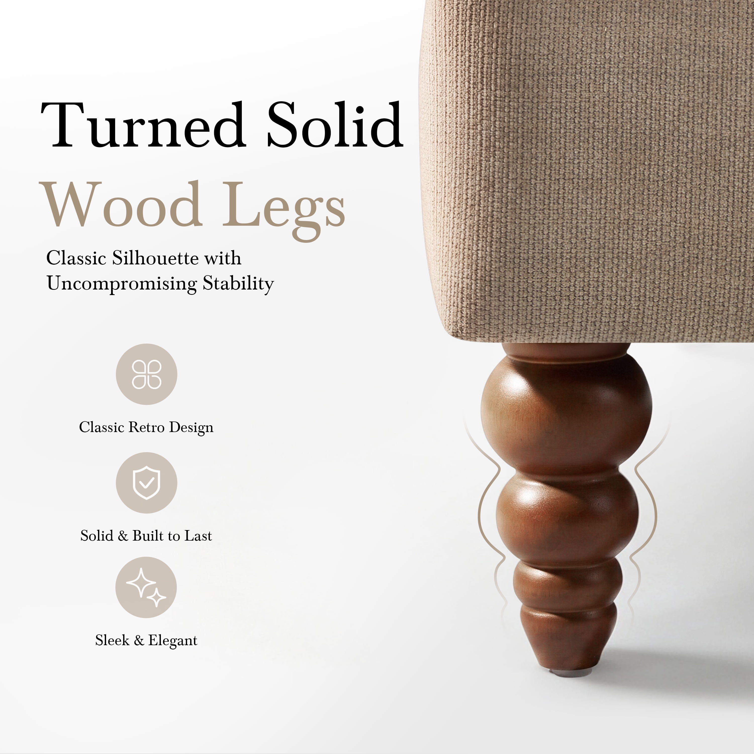 GARITIN Oversized Accent Chair 40.5 Inch, Modern Upholstered Armchair with Lumbar Pillow and Turned Wood Legs for Living Room, Light Brown