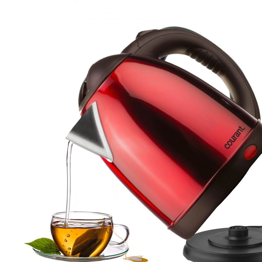 Courant 1.5 Liter Red Stainless Steel Cordless Electric Kettle with 360 Degree Rotational Body