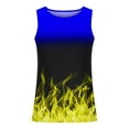 thumbnail image 3 of Penkiiy Men Casual Fashion Flame Printing Pullover Round Neck Sports Tank Tops M Yellow, 3 of 4