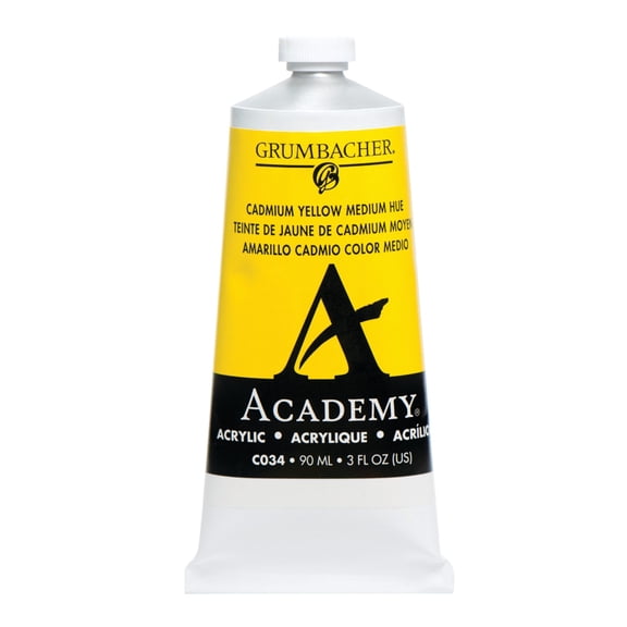Grumbacher Academy Acrylic 90ml Tube - Cadmium Yellow Medium