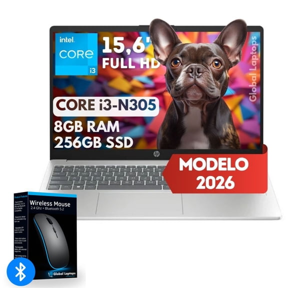 Laptop HP Core i3 N305 8GB RAM 256GB SSD 15,6 FHD Silver