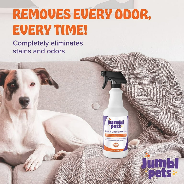 JumblPets 32oz Pet Stain Odor Eliminator Unscented Enzyme Cleaner Spray for Urine Feces