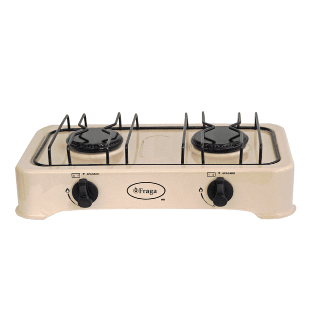 FRAGA Parrilla de Mesa, FRAGA P802, 2 Quemadores, Porcelanizada,Encendido Manual, Gas L.P., Hecho en México.