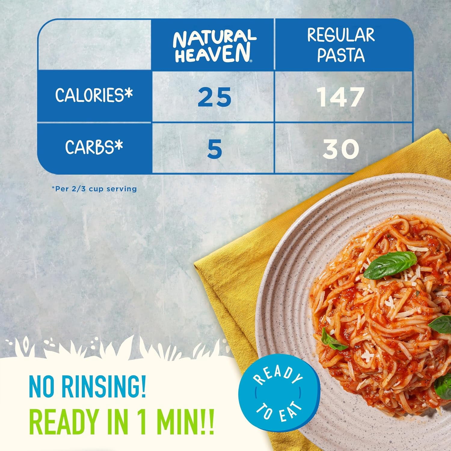 Natural Heaven Spaghetti Noodles, Hearts of Palm, 6-Pack – Naturally Rich in Potassium, Low-Calorie Veggie Pasta, Keto & Gluten-Free Food, Vegan, 9 Oz Ea