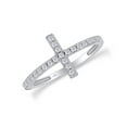 thumbnail image 2 of Round Cut Natural White Diamond Cross Band Ring For Women's In 10K Solid White Gold (Color: I-J, Clarity: I2-I3, 0.02 Cttw) -4.5, 2 of 6